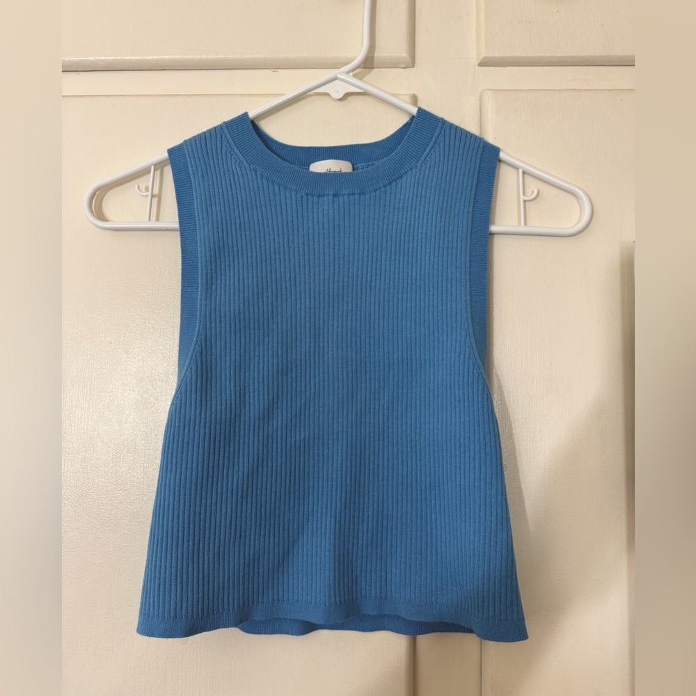 Aritzia Women's Blue Crop-top Large
